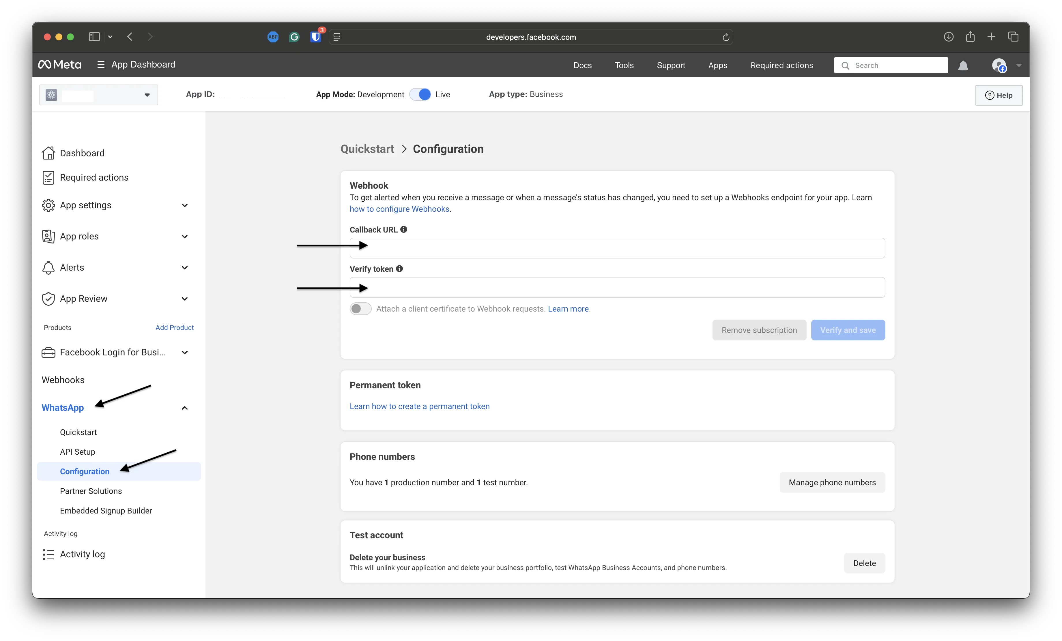 Register Callback URL